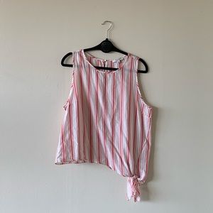 Madewell Pink White Striped Tie Tank Top Blouse